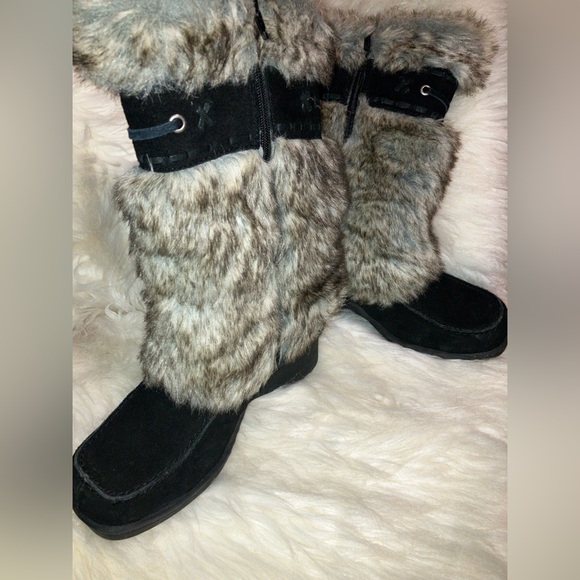 Suede Faux fur NATURALIZER womens wedge mid calf boots - Picture 3 of 15